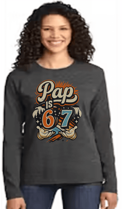 Custom Print Sweatshirts Heavyweight Comfort featuring a stylish graphic design for Pap's 67th birthday.